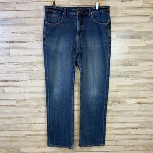WORN Aged Denim Jeans Men 36x34 Blue Denim Straight Designer Streetwear